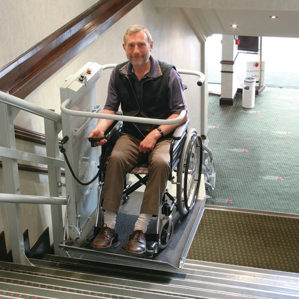 a handicapper person using platform lift