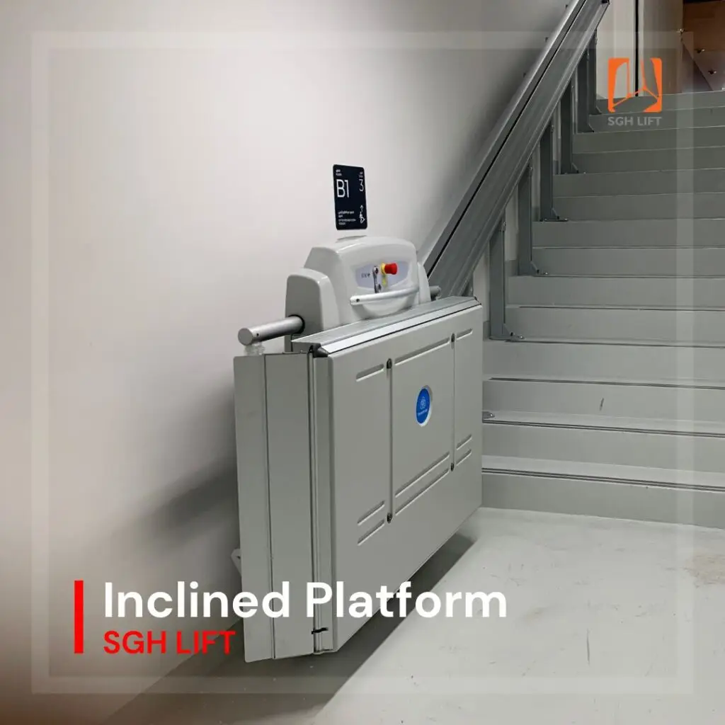 Inclined Wheelchair Lift 1 Provide access for people who cannot climb steps or stairs. They are inclined wheelchair platform lifts, which travel up and down a stairway. Dubai and UAE